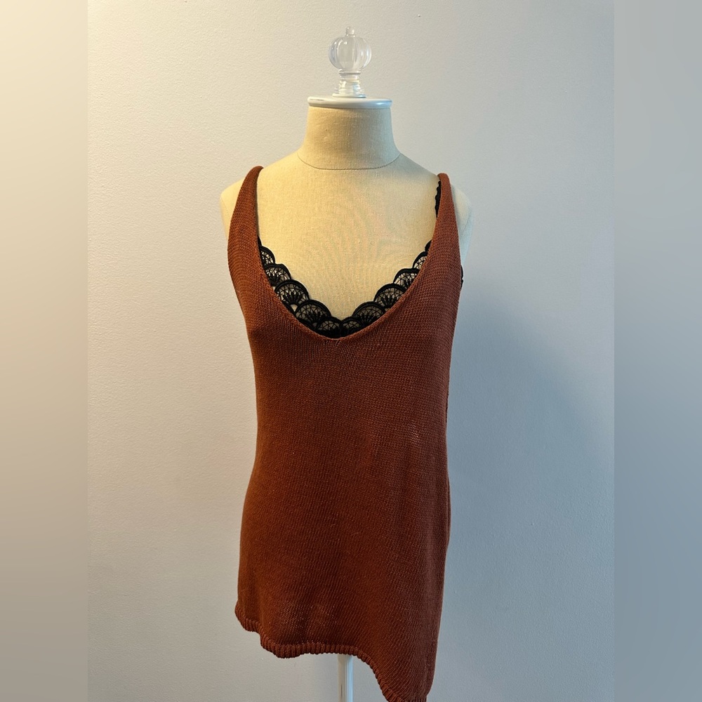 Sparkle and Fade Rust Sleeveless Knit Top